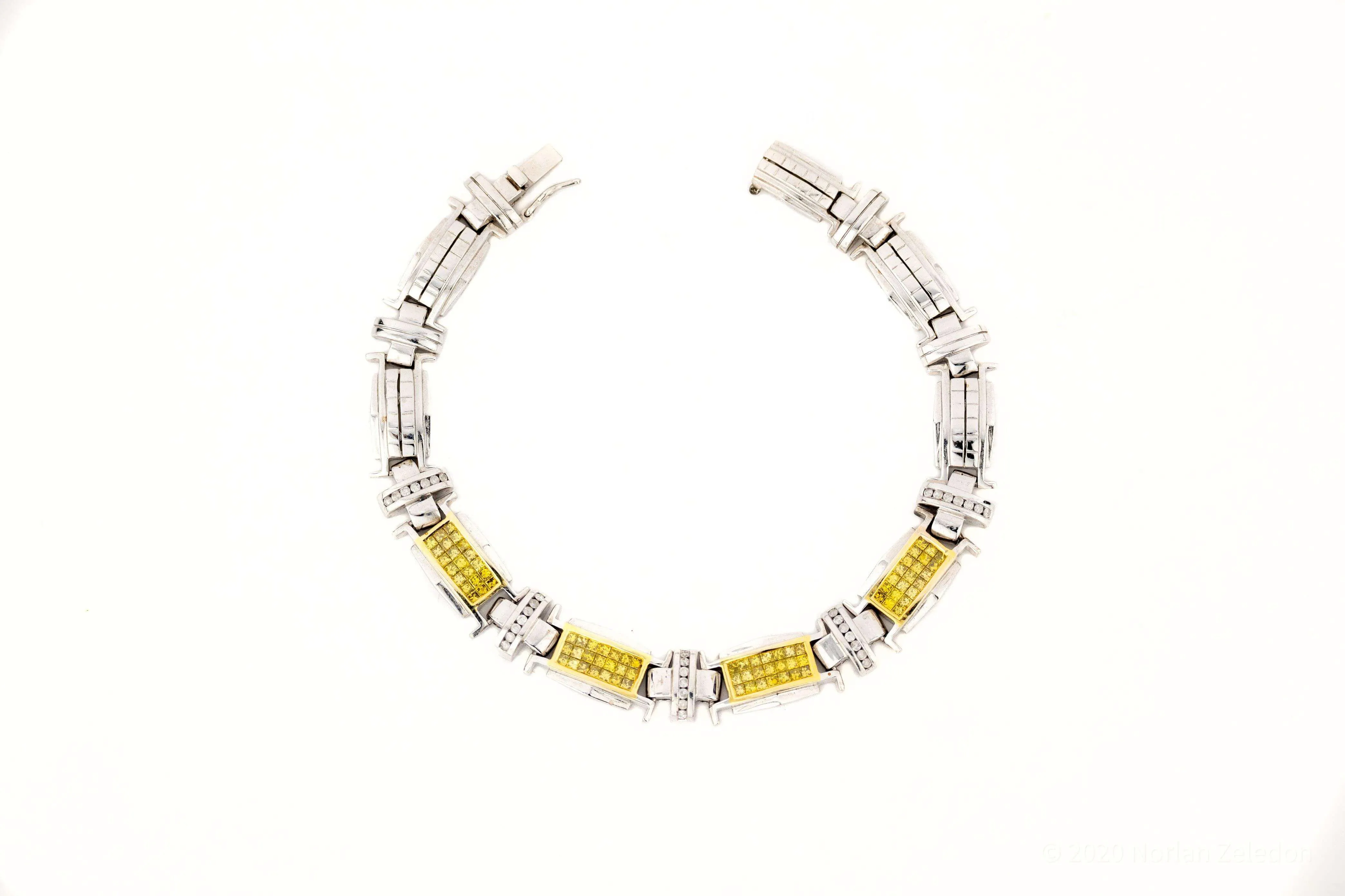 10.6mm Yellow & White Invisible Setting Bracelet