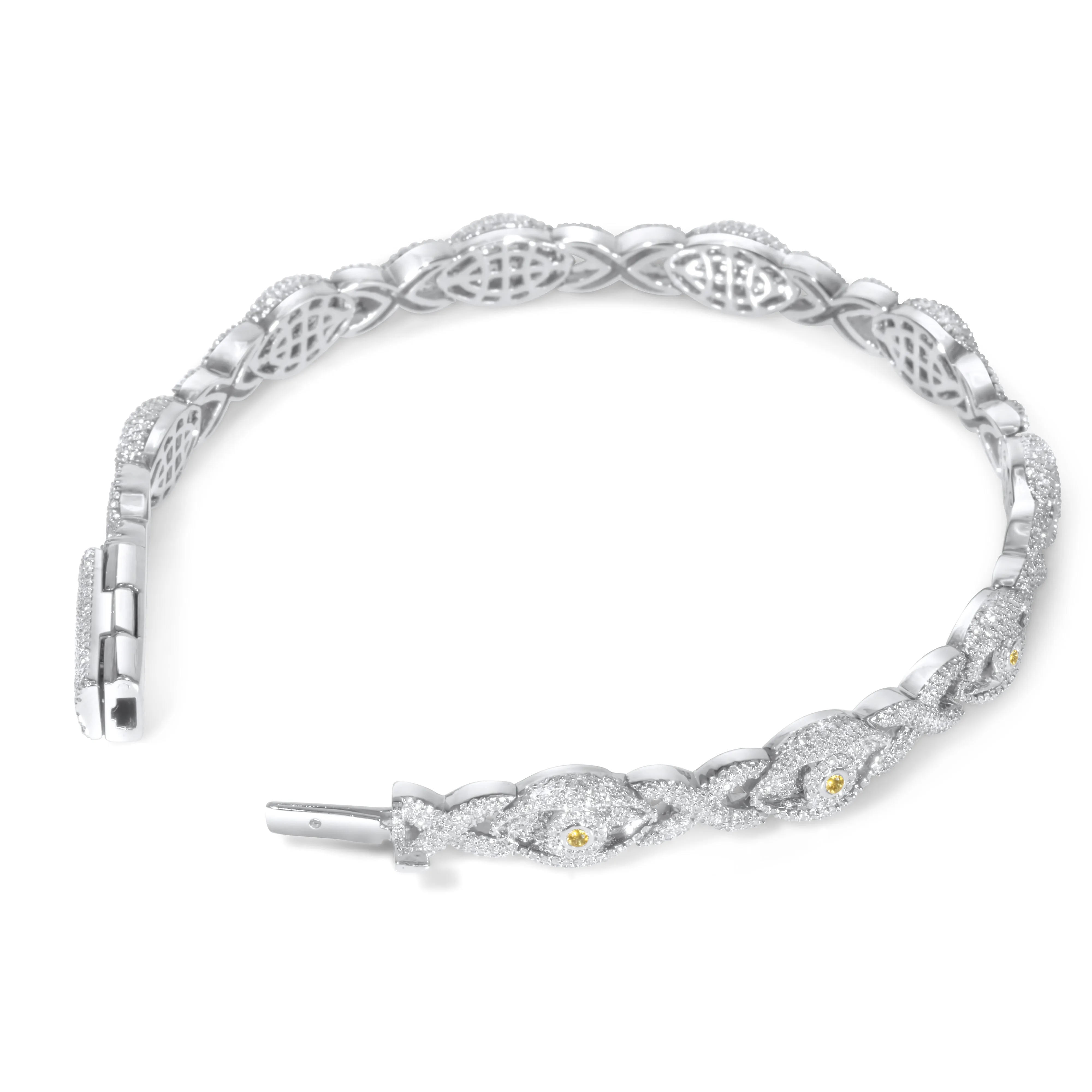 10k White Gold Diamond Repeating Eye Bracelet 3.29 ctw