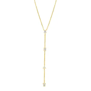 14k Gold Plated Adjustable Mixed Stone Lariat Y-Necklace