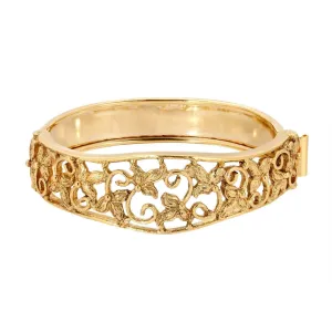 1928 Jewelry Gold Floral Hinge Bracelet