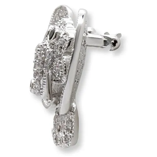 1W126 Imitation Rhodium Brass Brooches with AAA Grade CZ in Black Diamond