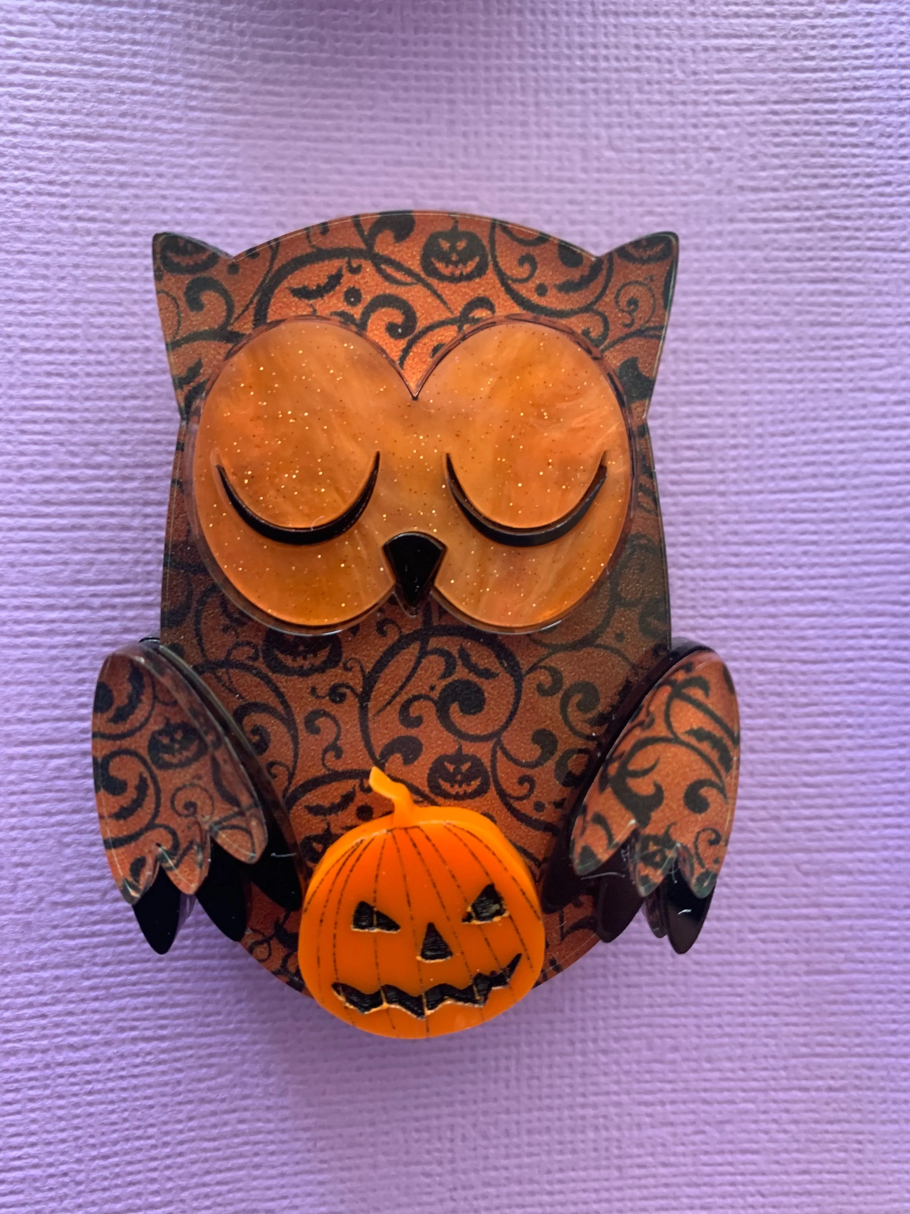 Amber the pumpkin 🦉 owl - Brooch