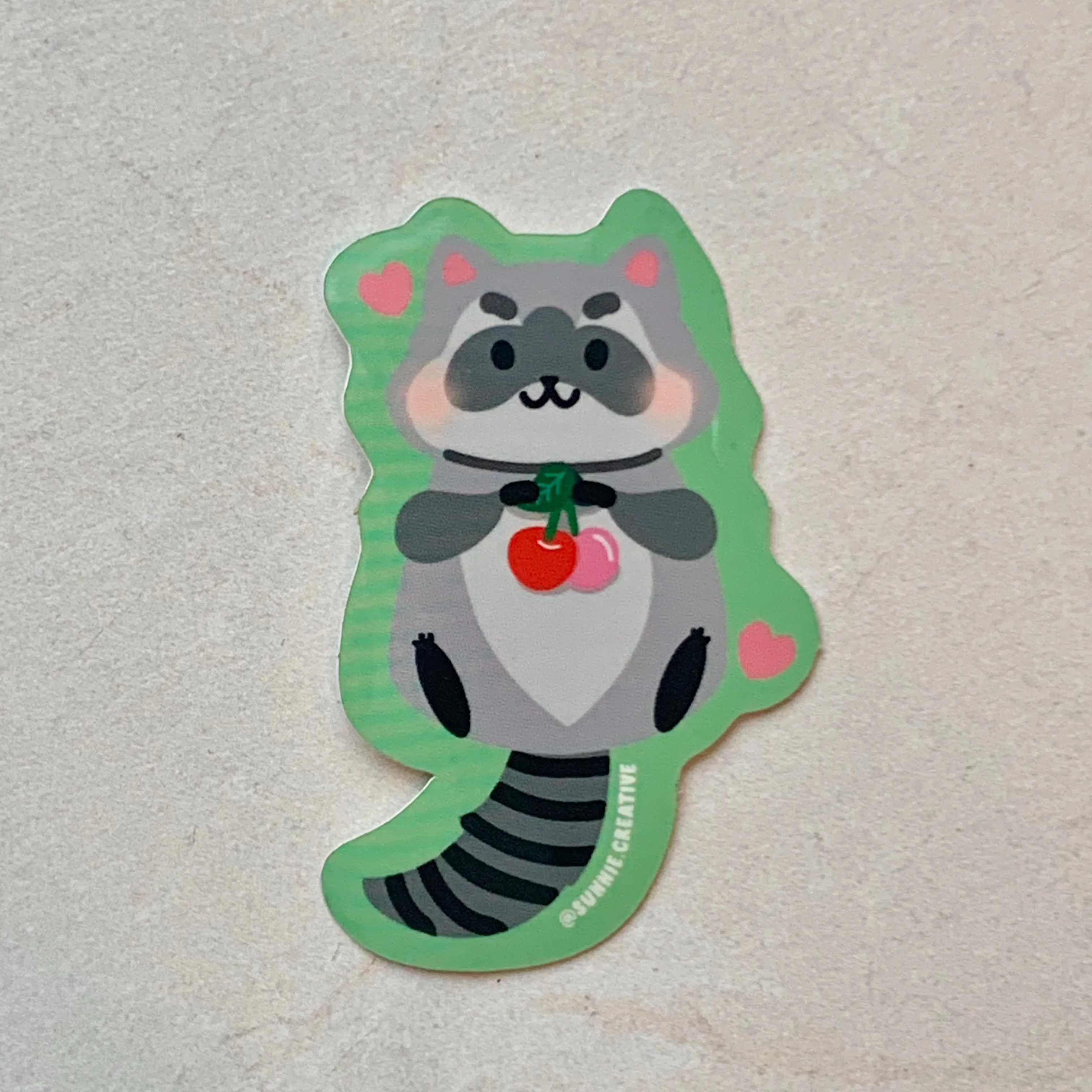 Animal Friends Sticker: Cherry Raccoon