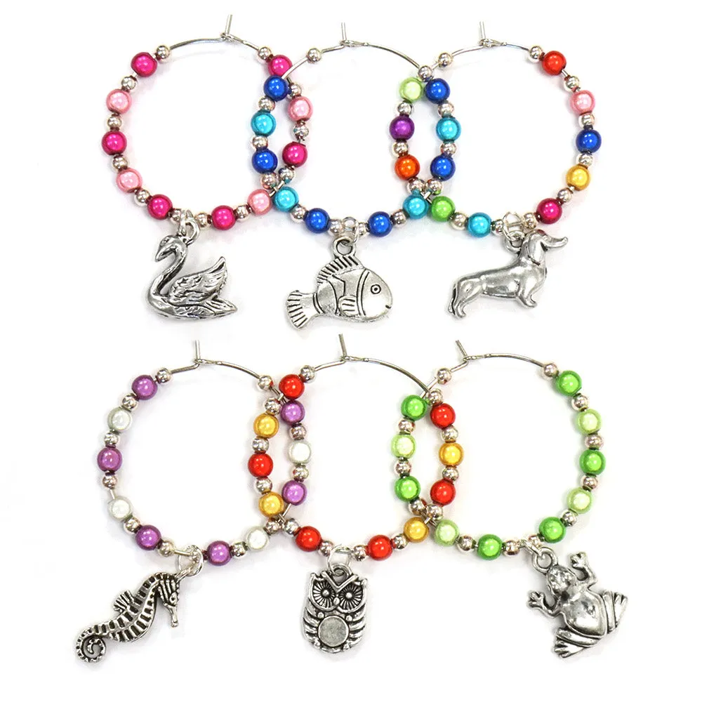 Animal Party Wine Glass Charms Kit