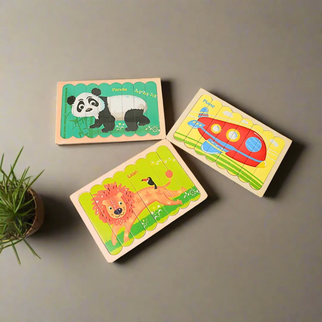 Animal Theme Creative Strip Puzzle with Names for Kids-1 (Random design will be send)