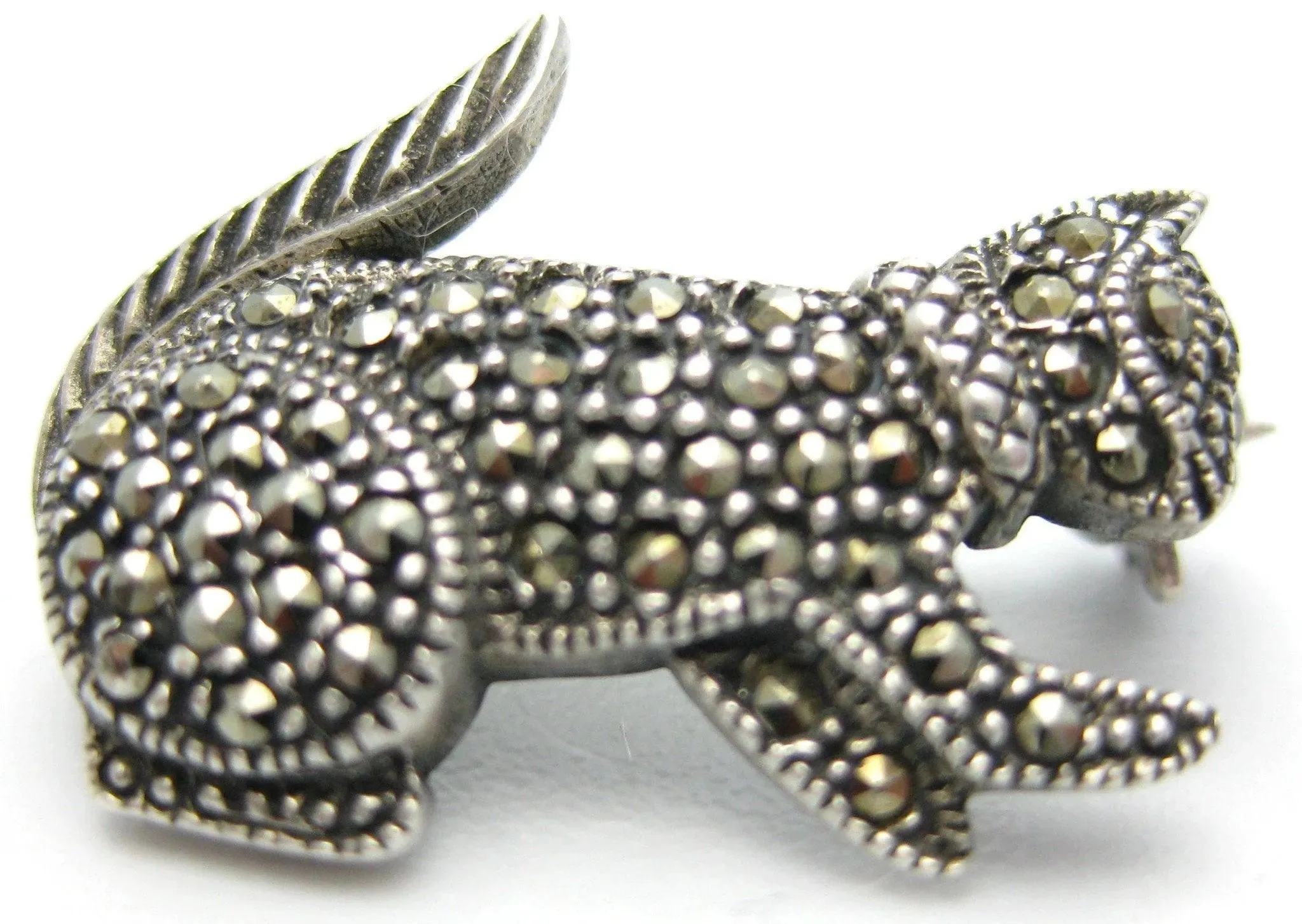 Antique Edwardian Silver Cat Brooch