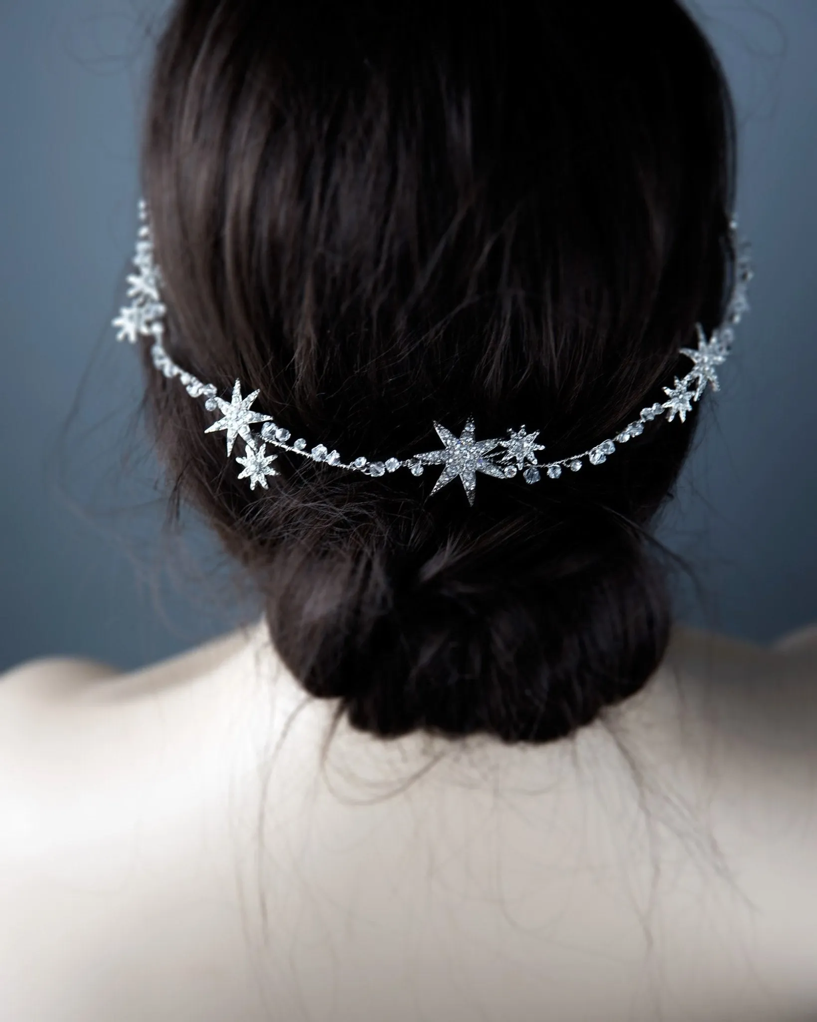 Antique Silver Stars and Crystals Headpiece