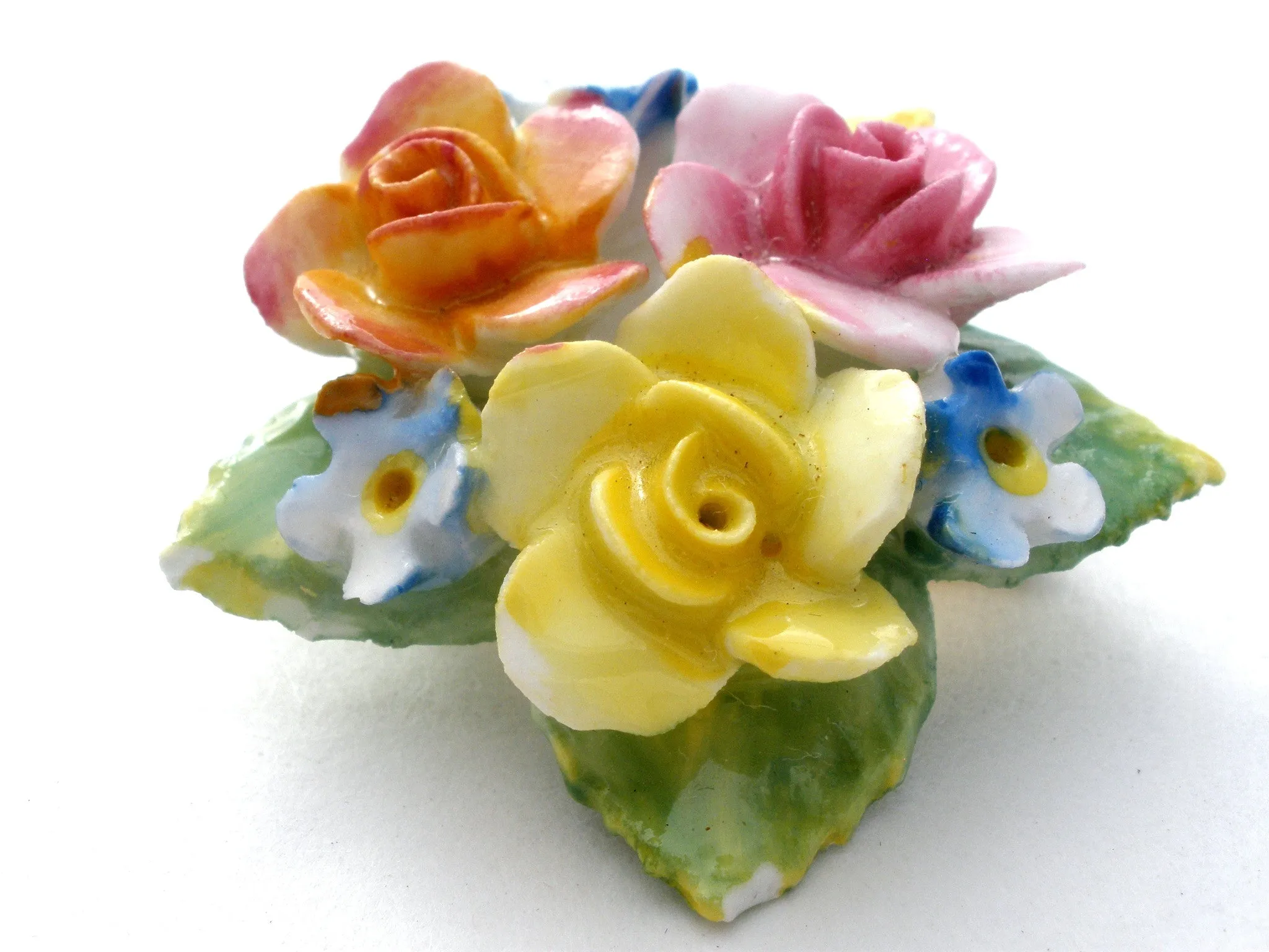 Artone Bone China Painted Flower Brooches Vintage