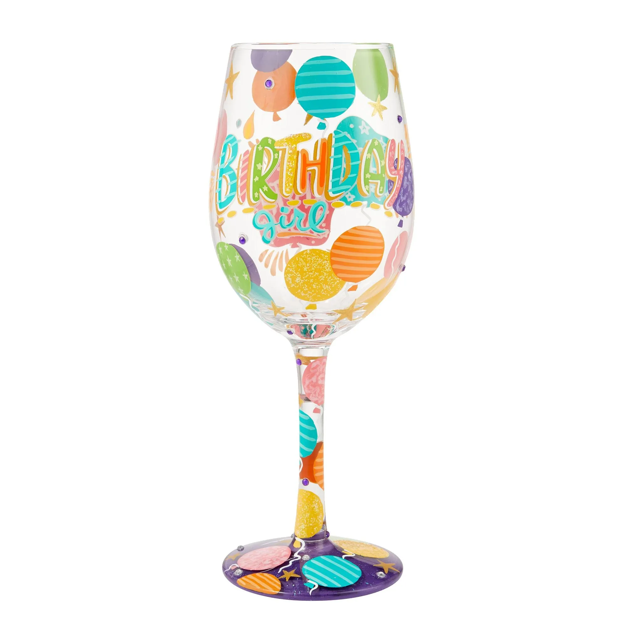 Birthday Girl Hand Painted wine glass