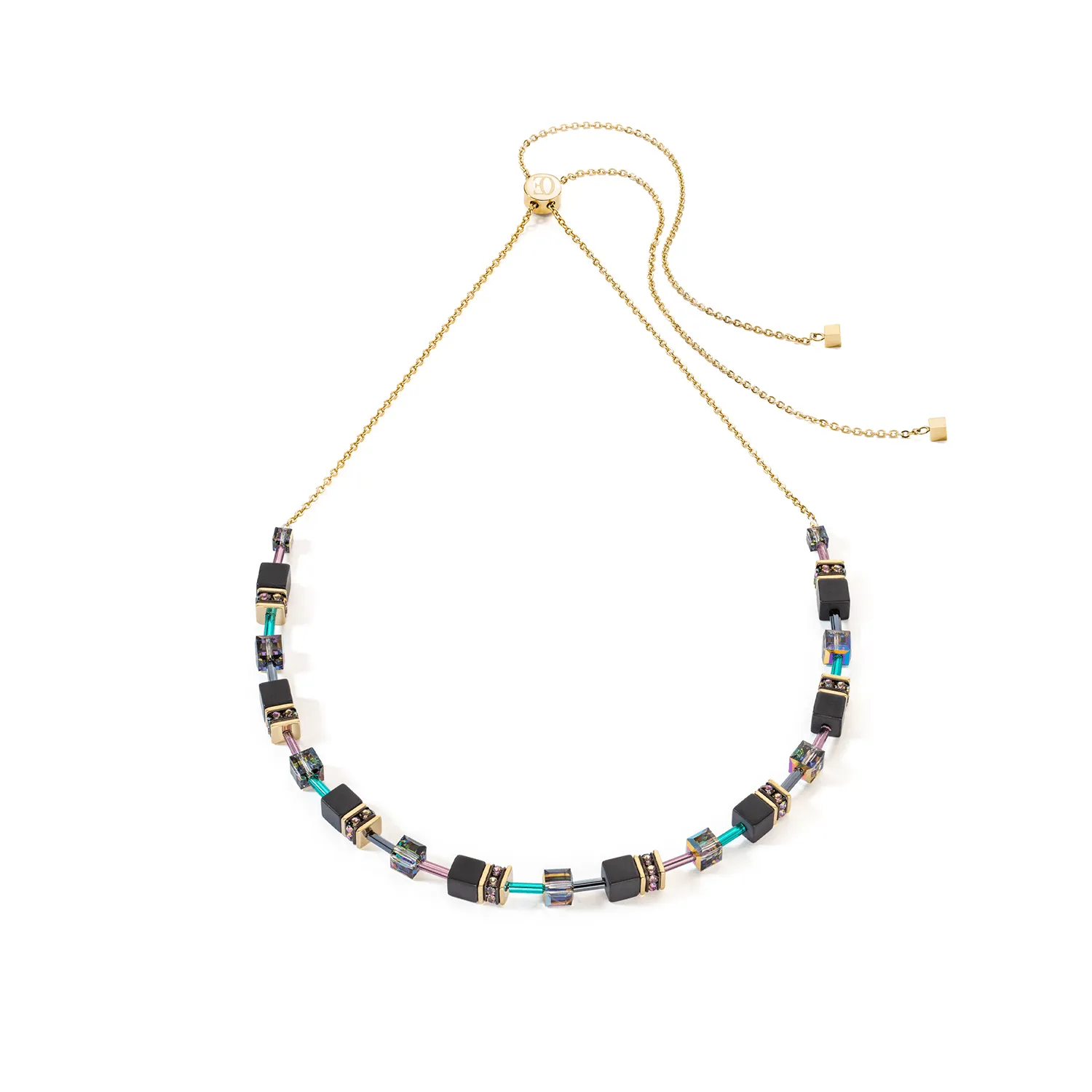 Coeur De Lion GeoCUBE® Iconic Nature Black Multicolour Chain Necklace