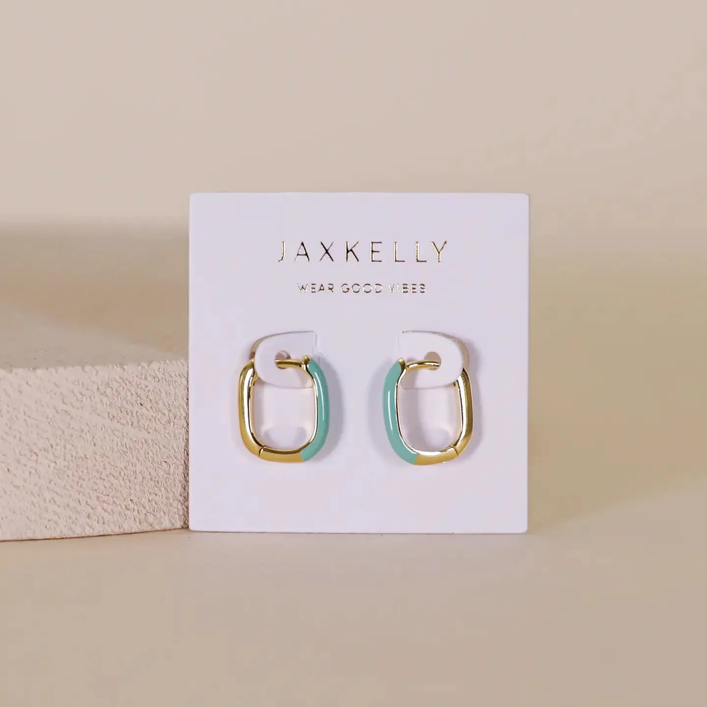 Color Dipped Rectangle Earrings