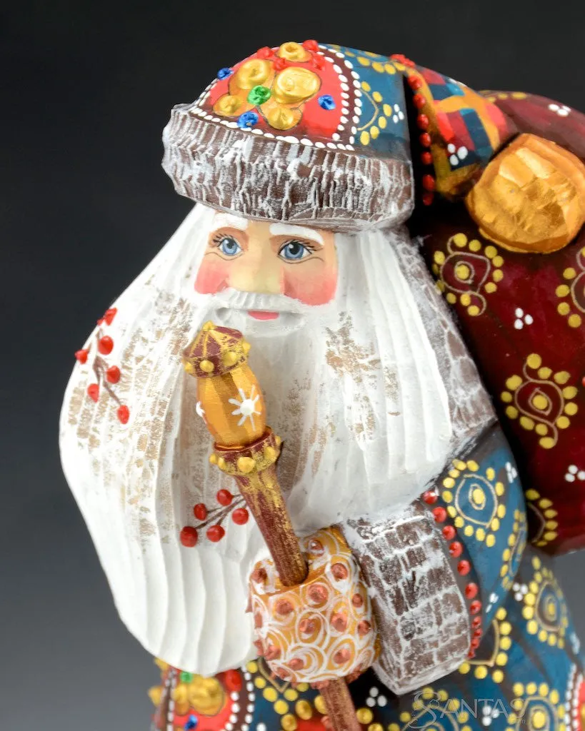 Colorful Russian Santa on Skis