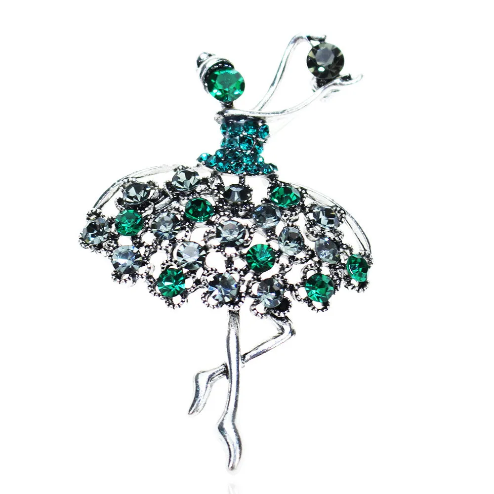 Creative Emerald Ballet Girl Brooches