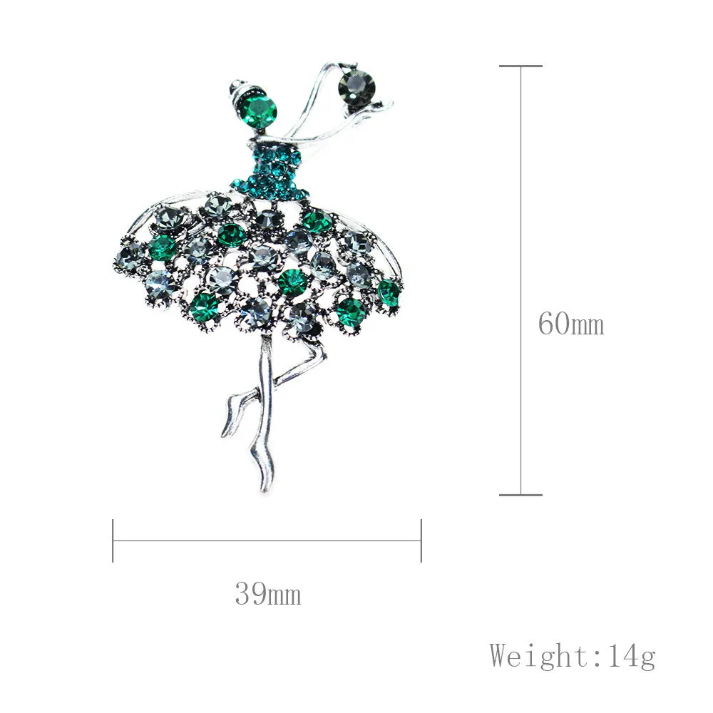 Creative Emerald Ballet Girl Brooches