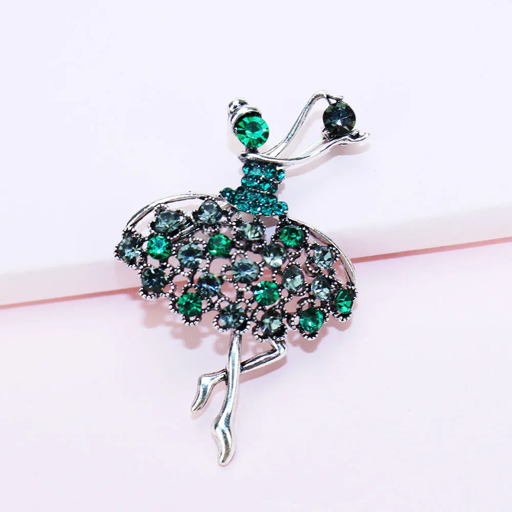 Creative Emerald Ballet Girl Brooches