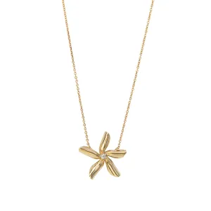 Diamond 14K Yellow Gold Star Jasmine Pendant Necklace