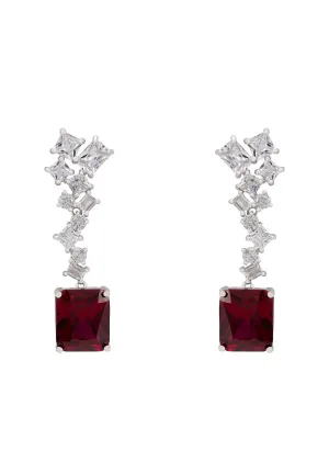 Diana Ruby Drop Earrings Silver