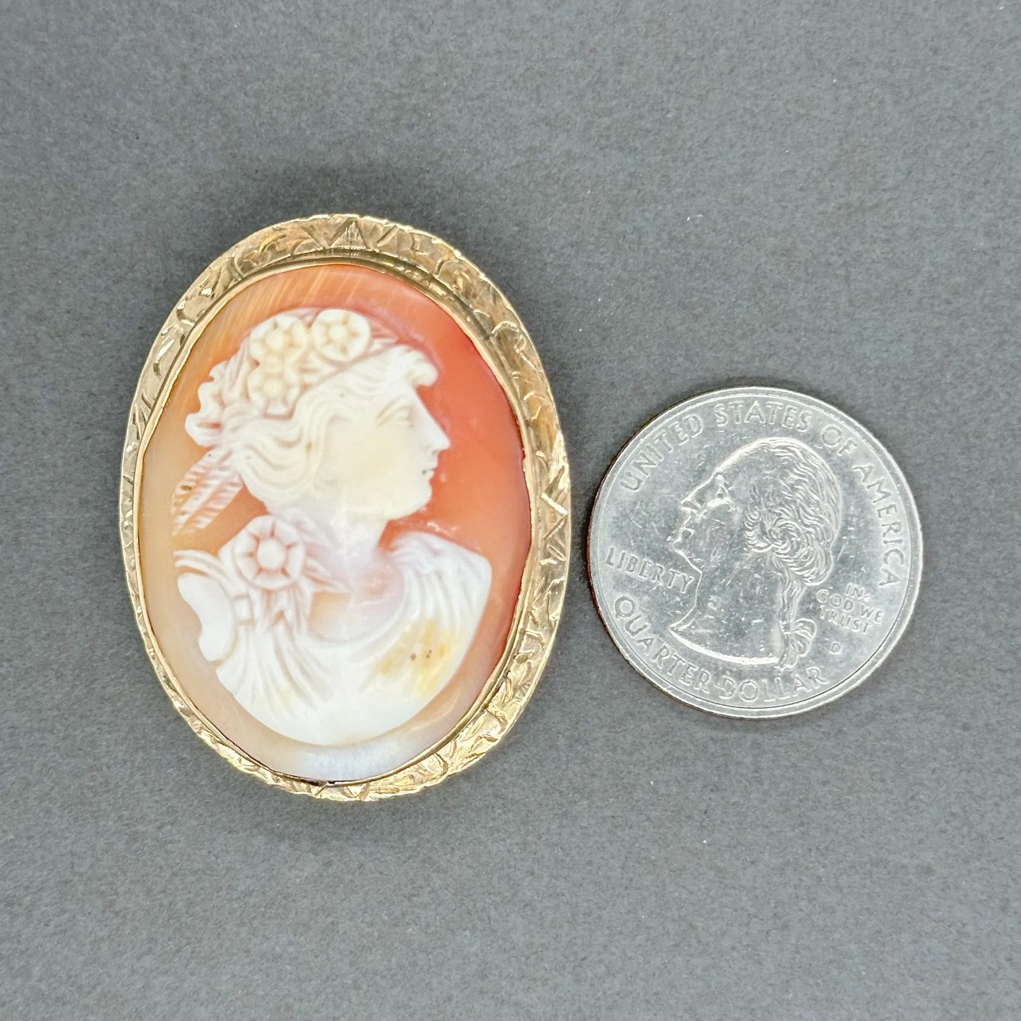 Estate 10K Y Gold 41.40mm Cameo Pin/Pendant