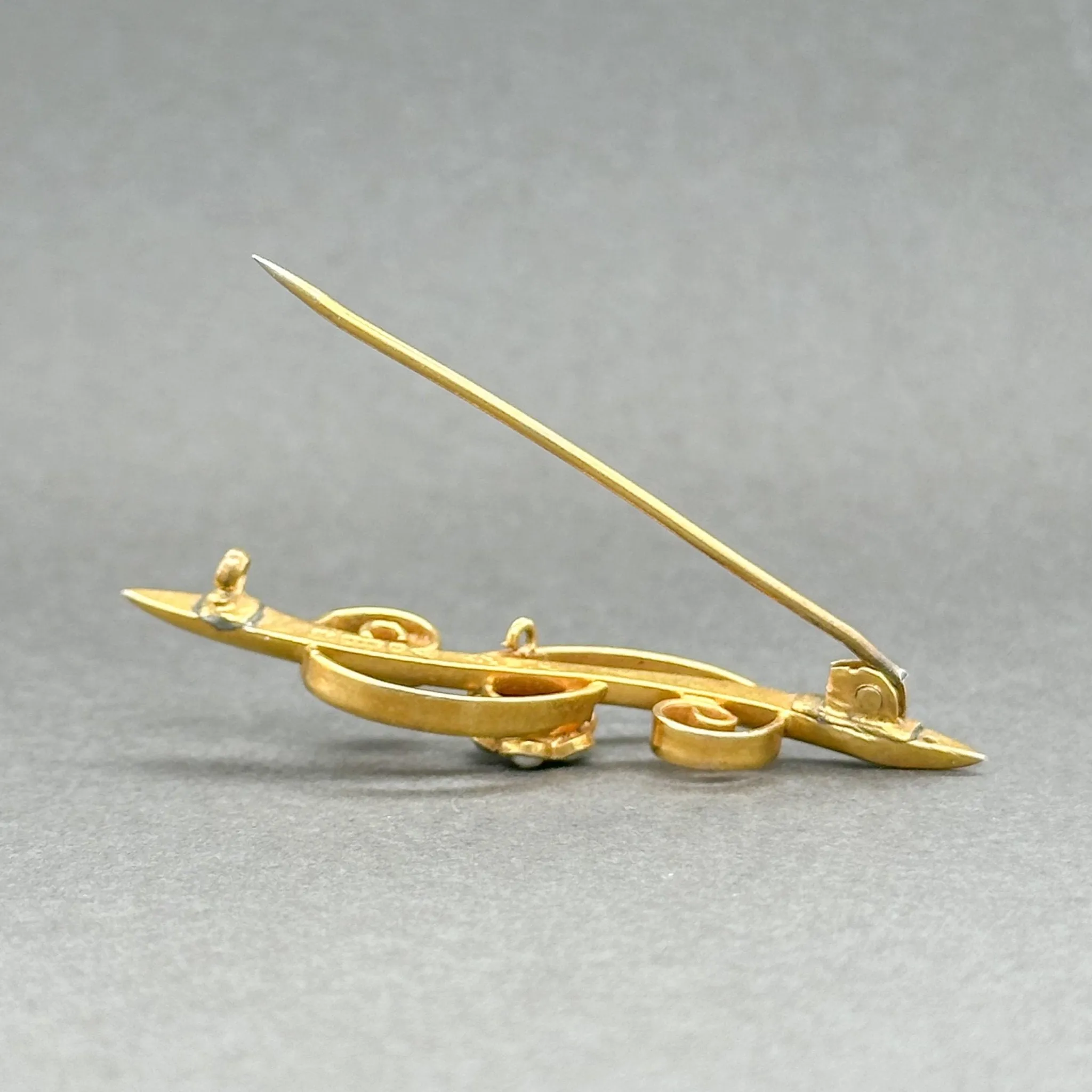 Estate 10K Y Gold Seed Pearl Swirl Pin