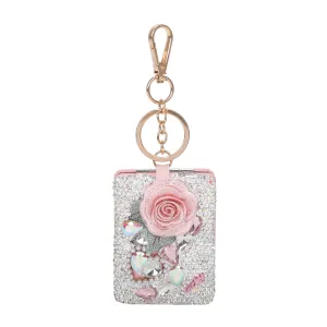 Floral Spark Mirror Keychain & Purse Charm