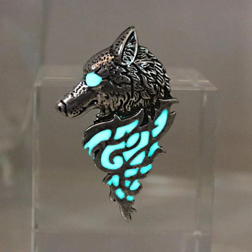 Glow In The Dark Wolf Sigil Brooch