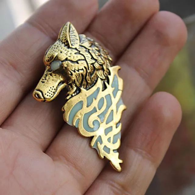 Glow In The Dark Wolf Sigil Brooch