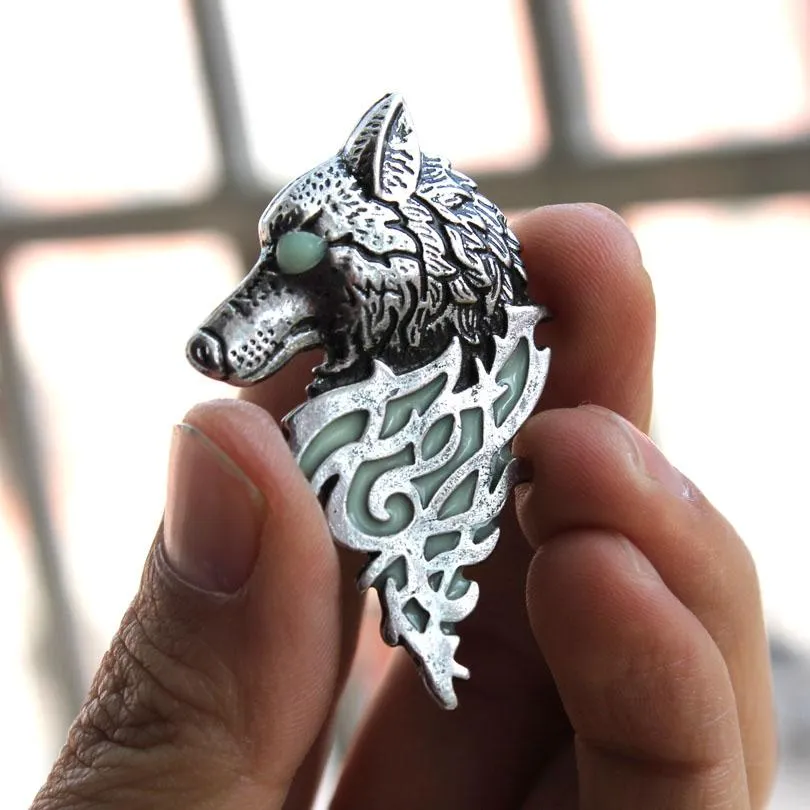 Glow In The Dark Wolf Sigil Brooch