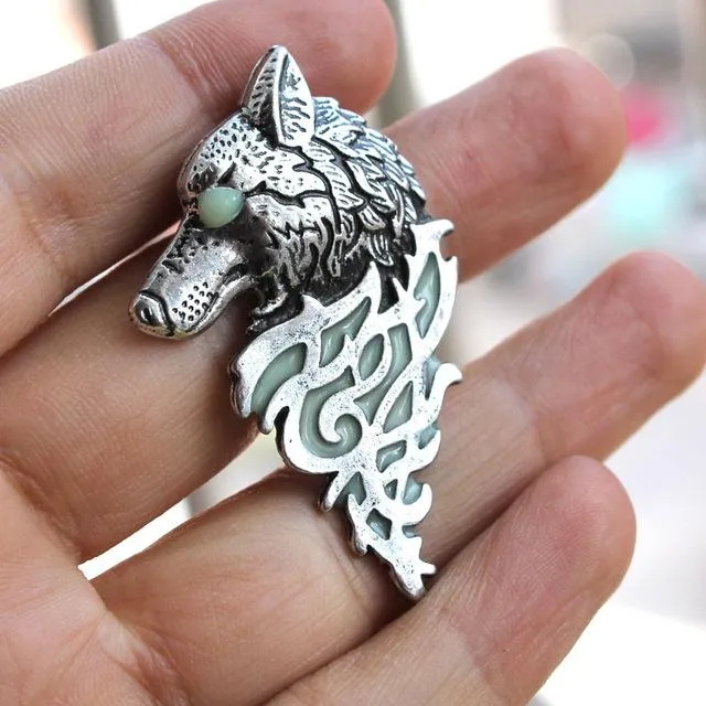 Glow In The Dark Wolf Sigil Brooch