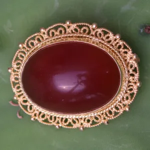 Good Queen Bess Carnelian Brooch