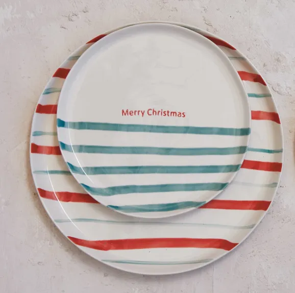 Hand-Painted Holiday Stoneware Plate