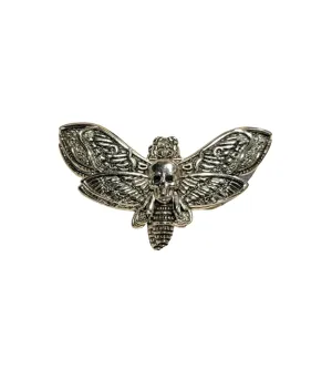 Handmade Antique Silver Death Skull Moth Pin Brooch