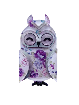 Lavender the long eared owl  - Brooch - (slimline)