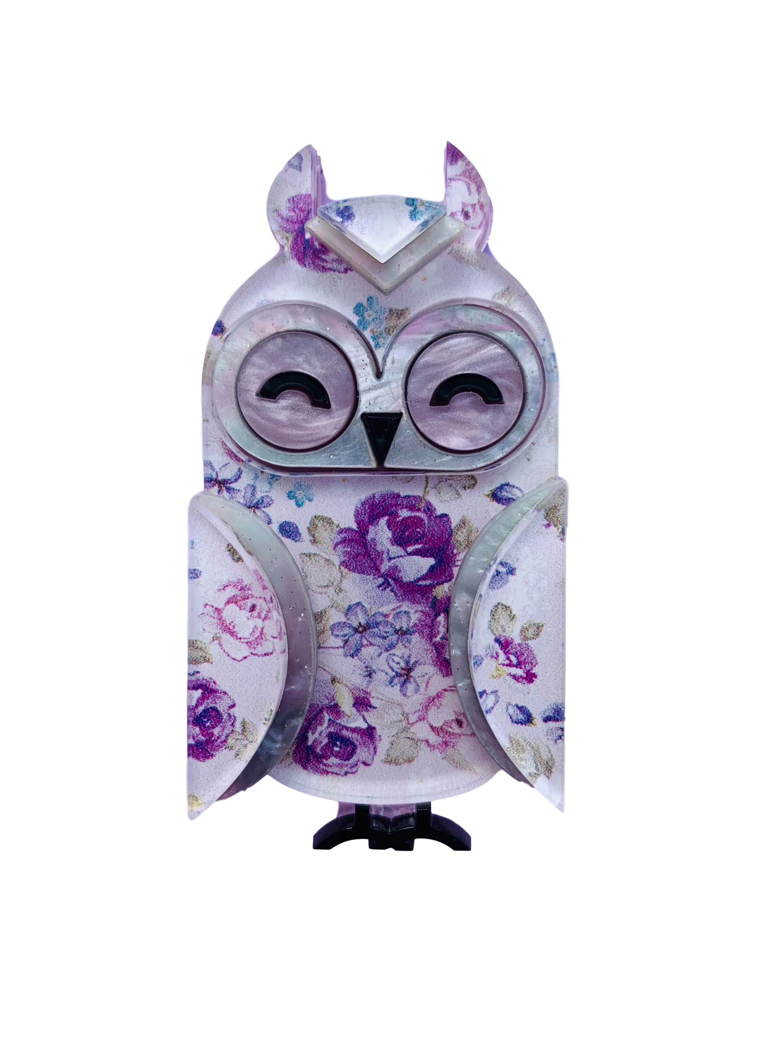 Lavender the long eared owl  - Brooch - (slimline)