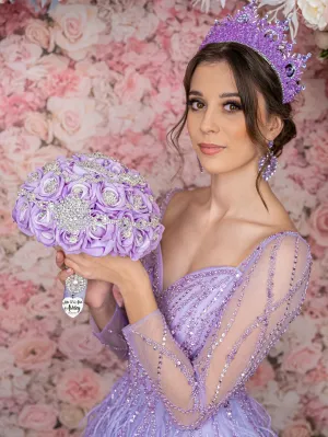 Lilac quinceanera bouquet 13 inches