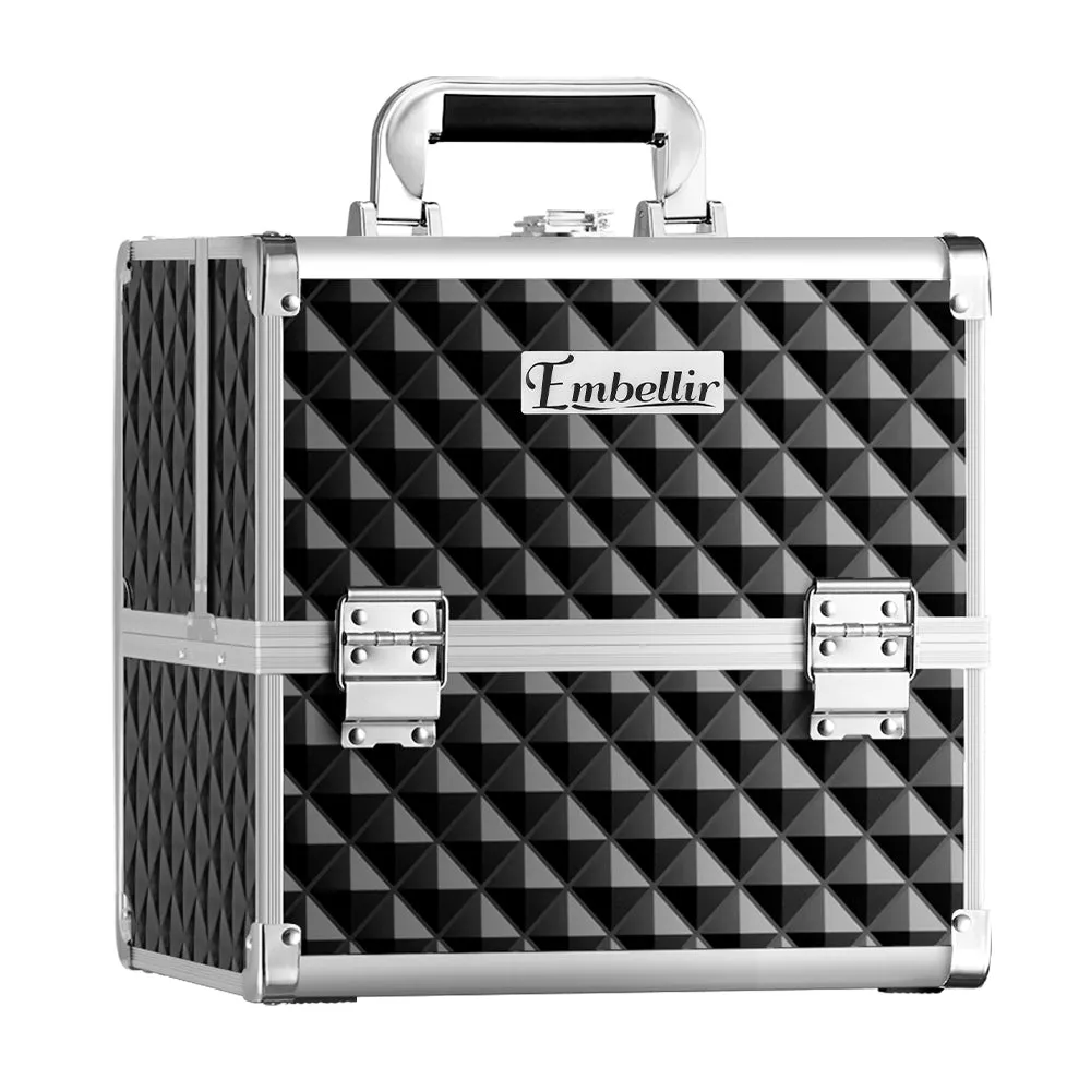 Lockable Travel Makeup Case - Aluminum, Velvet Interior - Embellir