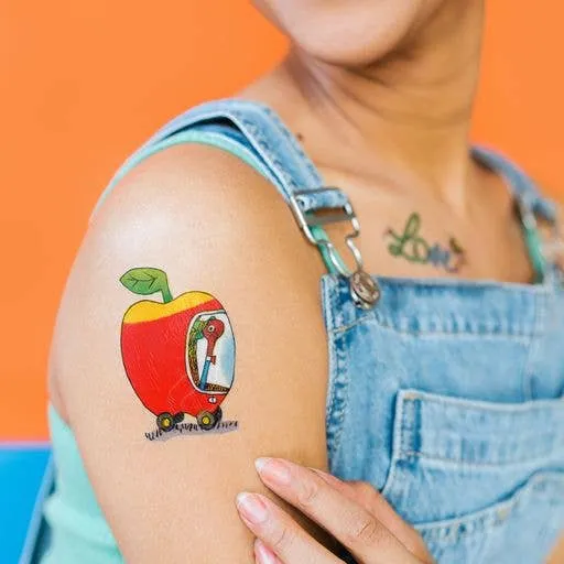 Lowly Apple Car Richard Scarry Tattoo Pair