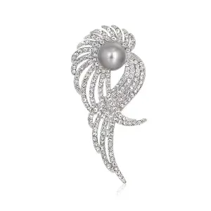 Luxury Designer Flower Brooch Women Rhinestones Pearl Brooch For Female Valentine's Day Gift