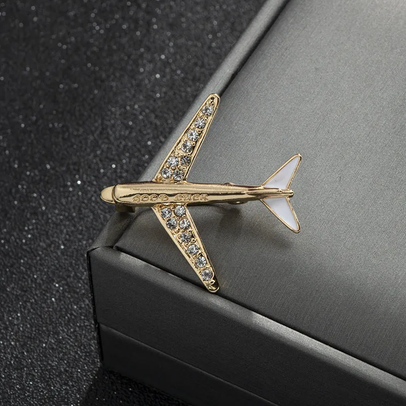 Men's Airplane Brooch Collar Pin