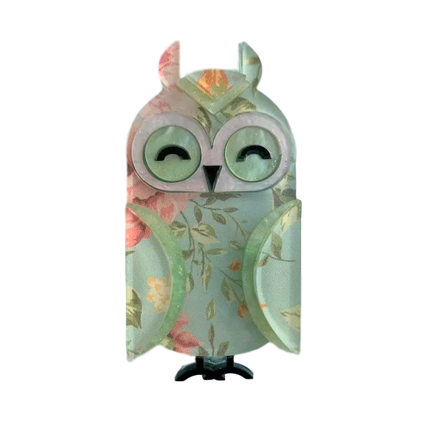 Minty the long eared owl - Brooch - (slimline)