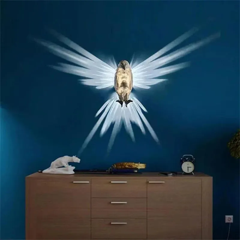 Modern Owl Eagle Shape Wall Lamp Sconce Light with 3D Printed Body for Animal-themed Atmosphere Lighting