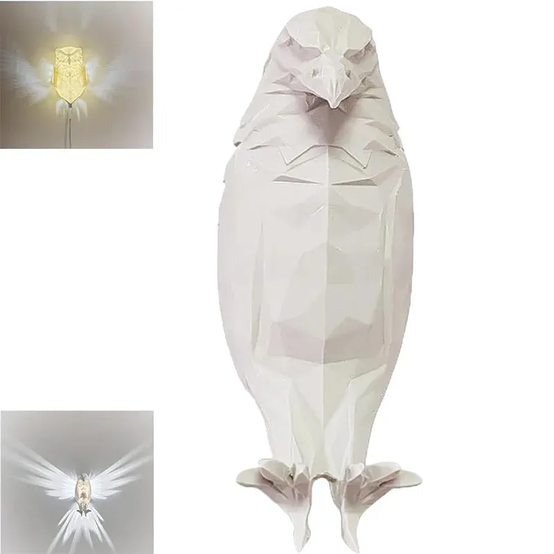 Modern Owl Eagle Shape Wall Lamp Sconce Light with 3D Printed Body for Animal-themed Atmosphere Lighting