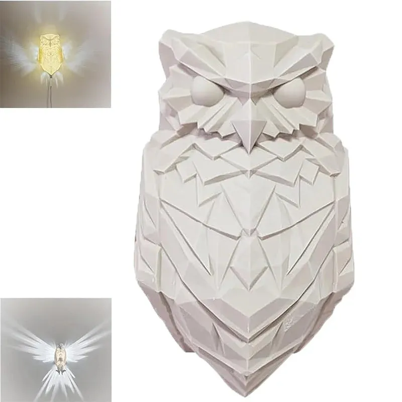 Modern Owl Eagle Shape Wall Lamp Sconce Light with 3D Printed Body for Animal-themed Atmosphere Lighting