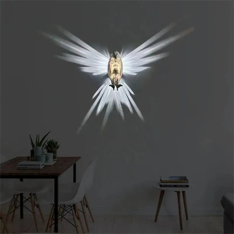 Modern Owl Eagle Shape Wall Lamp Sconce Light with 3D Printed Body for Animal-themed Atmosphere Lighting