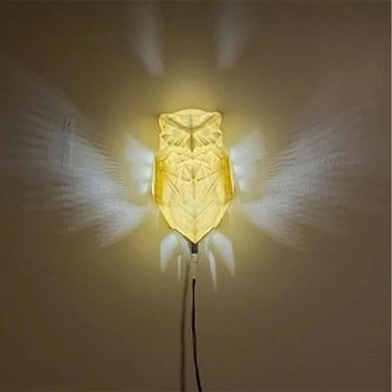 Modern Owl Eagle Shape Wall Lamp Sconce Light with 3D Printed Body for Animal-themed Atmosphere Lighting