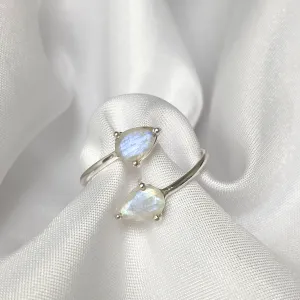 Moonstone Crystal Teardrop Ring (Sterling Silver)