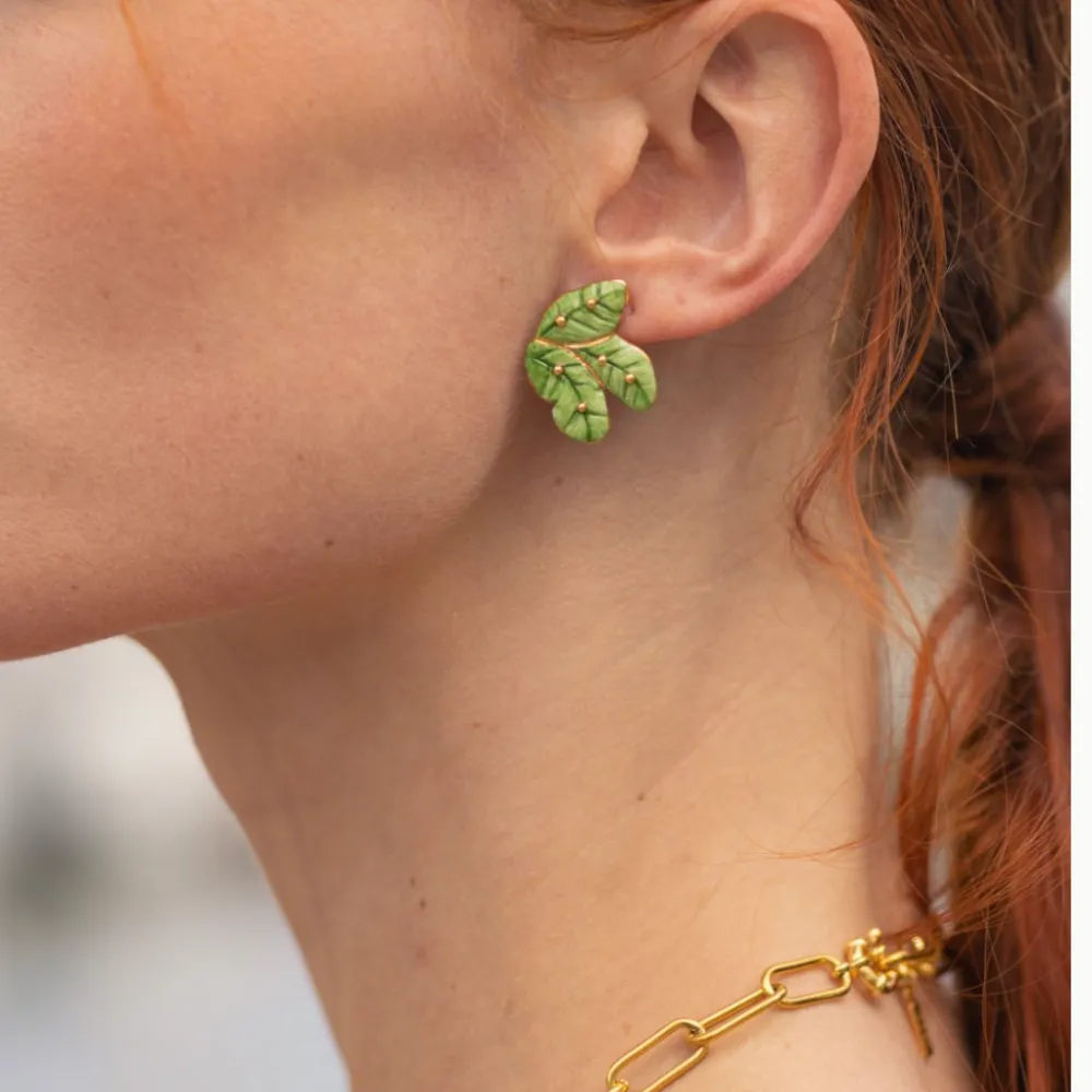 Nach Banana Tree Leaves Studs Earrings