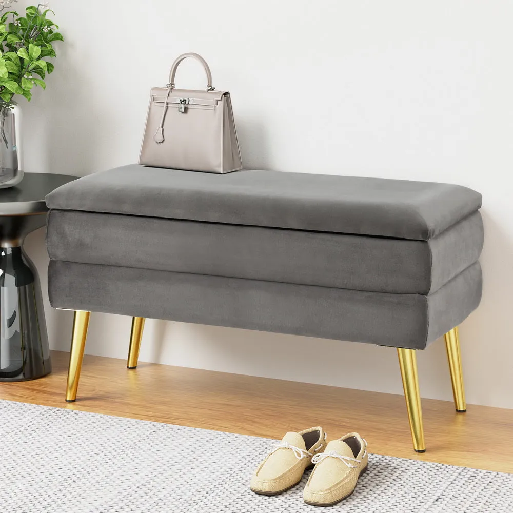 Ottoman Storage Velvet Grey