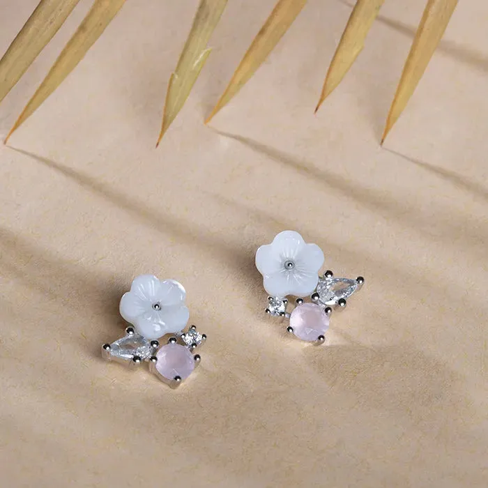 Pastel Floral Silver Stud