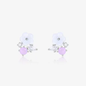 Pastel Floral Silver Stud