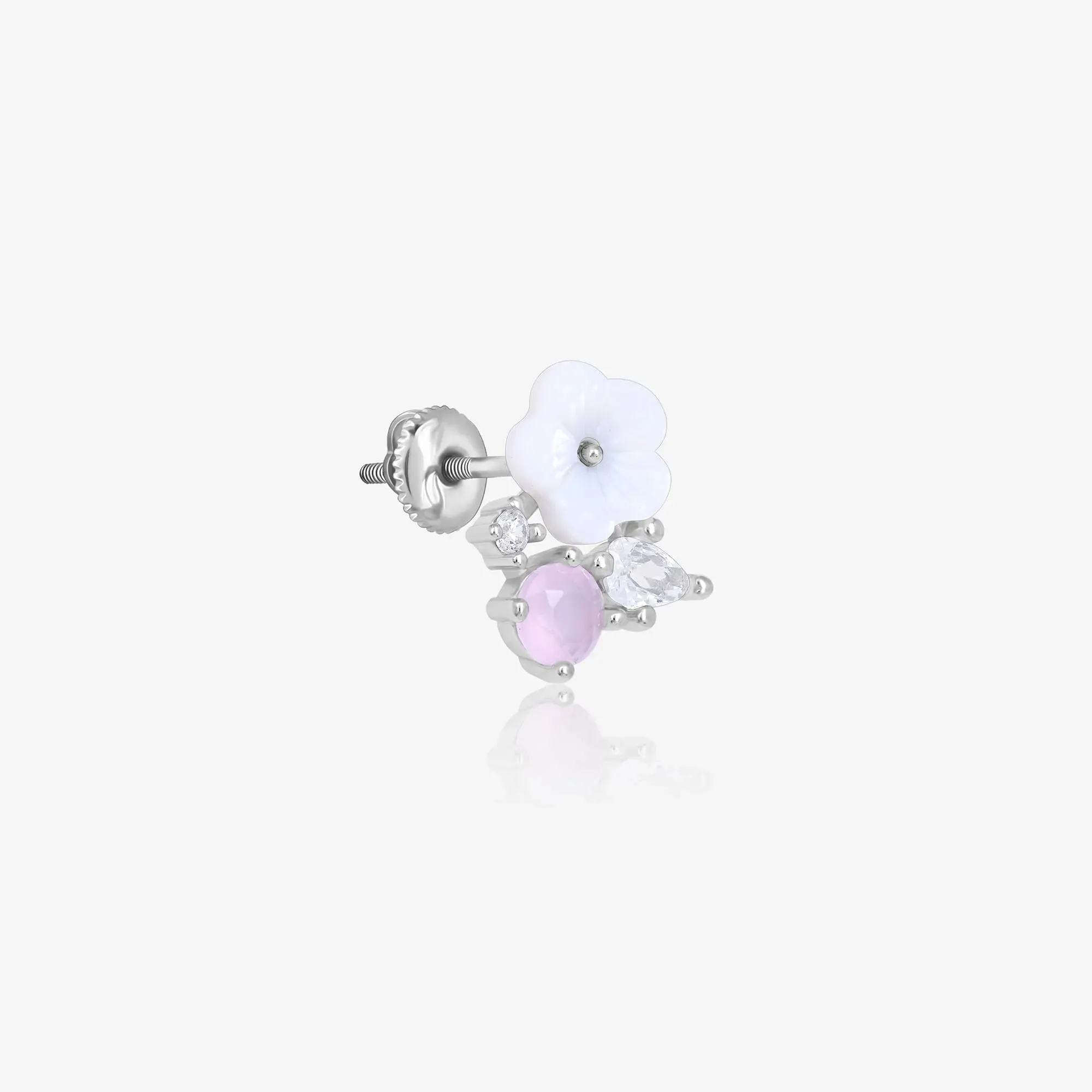 Pastel Floral Silver Stud